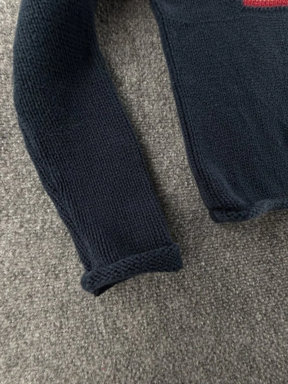 Ralph Lauren Boys Flag Sweater USA Large Cotton Japan Made Navy Blue Crew Neck